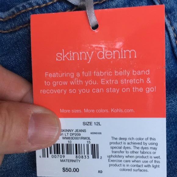 Aglow Maternity 12L skinny jeans w/full band NWT! - Picture 2 of 7